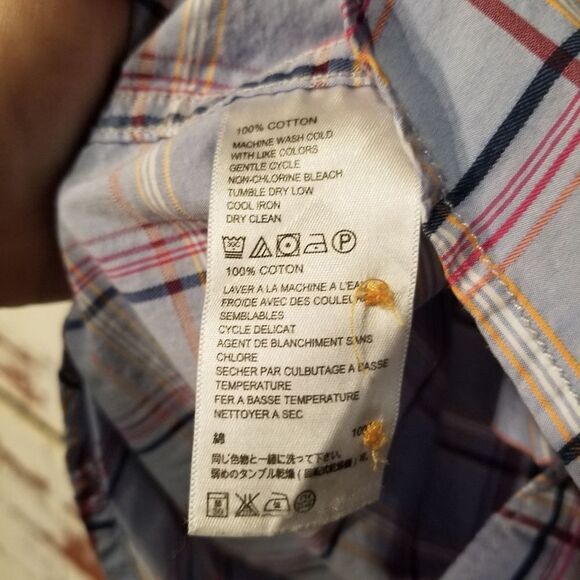 Tommy Bahama Blue Plaid Button Down M - Picture 6 of 9